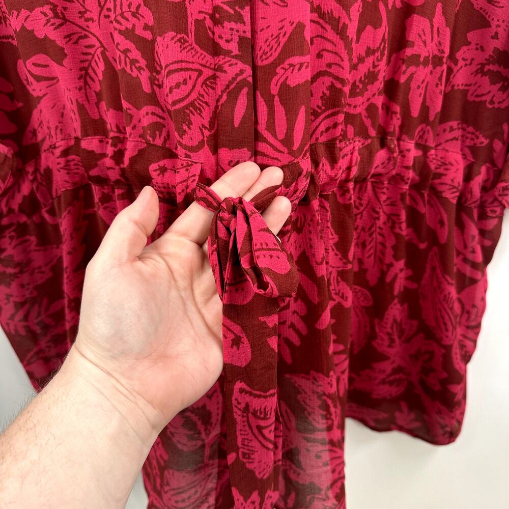 Torrid Red Pink Cap Sleeve Polo Blouse - Picture 4 of 8